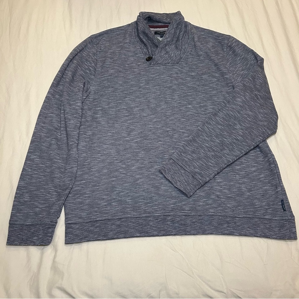 Ted Baker London Men’s Blue Shawl Collar Cable Knit Pullover Sweater Size 7
